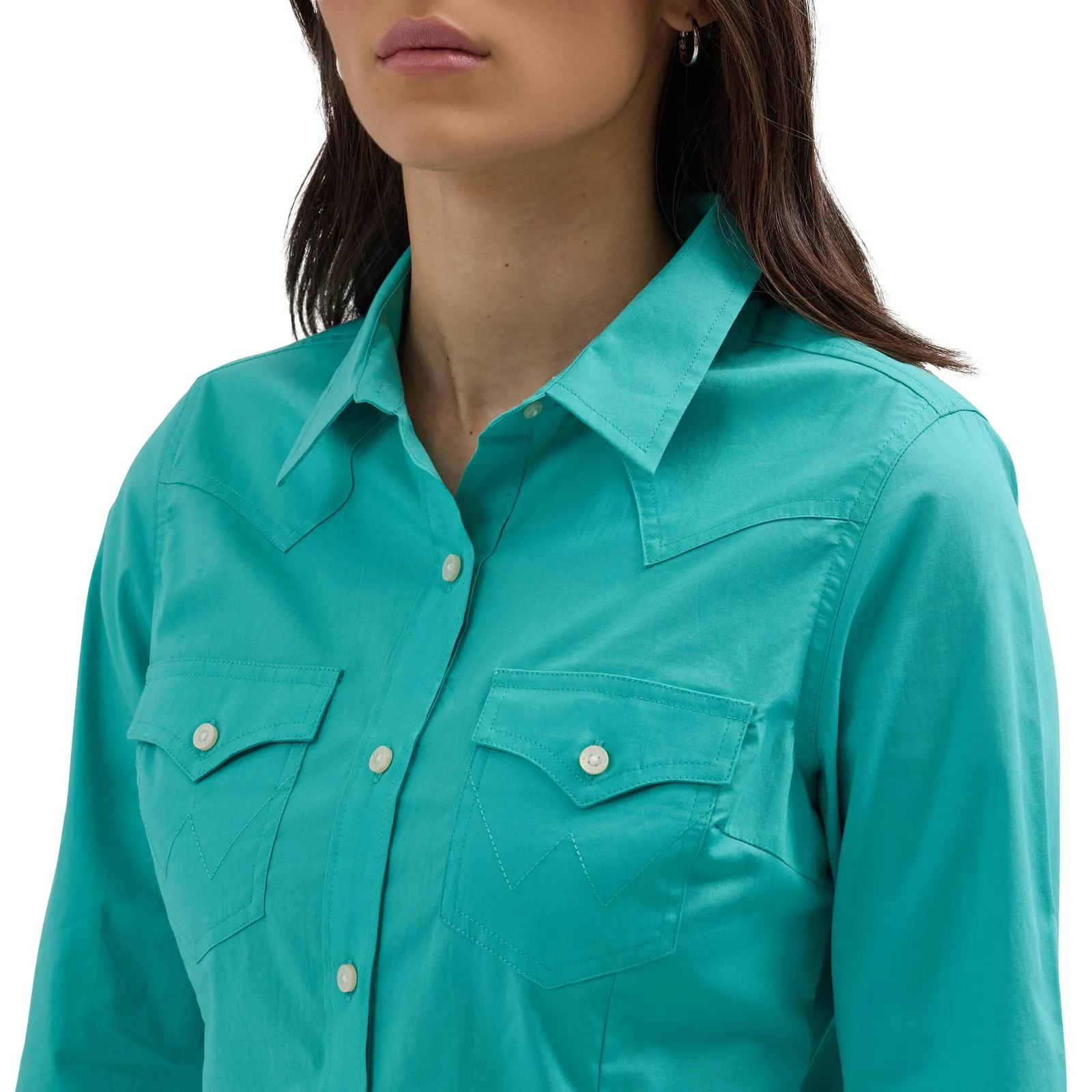 Wrangler Women's Long Sleeve Solid Button Down Shirt - Multiple Colors