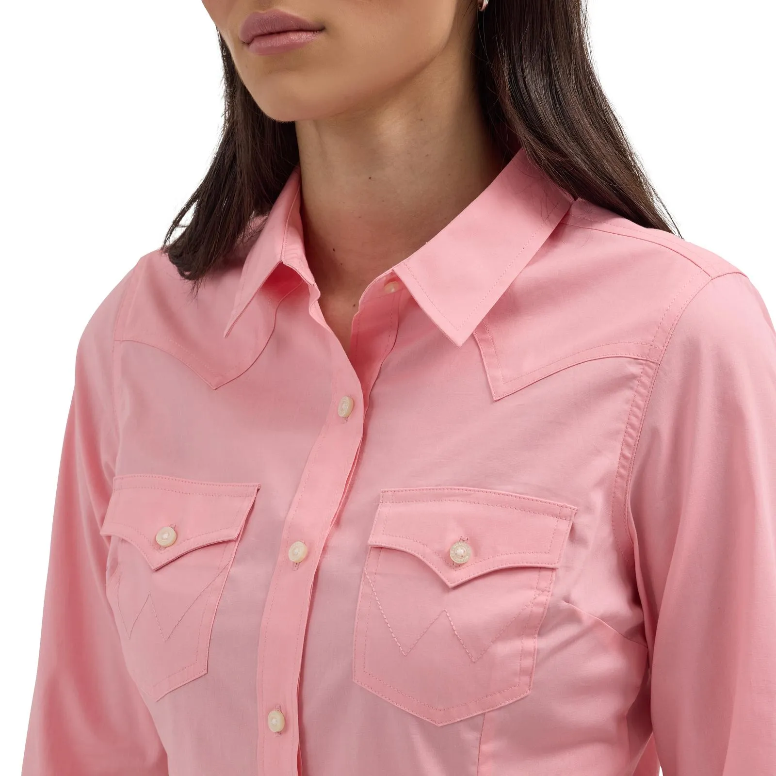 Wrangler Women's Long Sleeve Solid Button Down Shirt - Multiple Colors