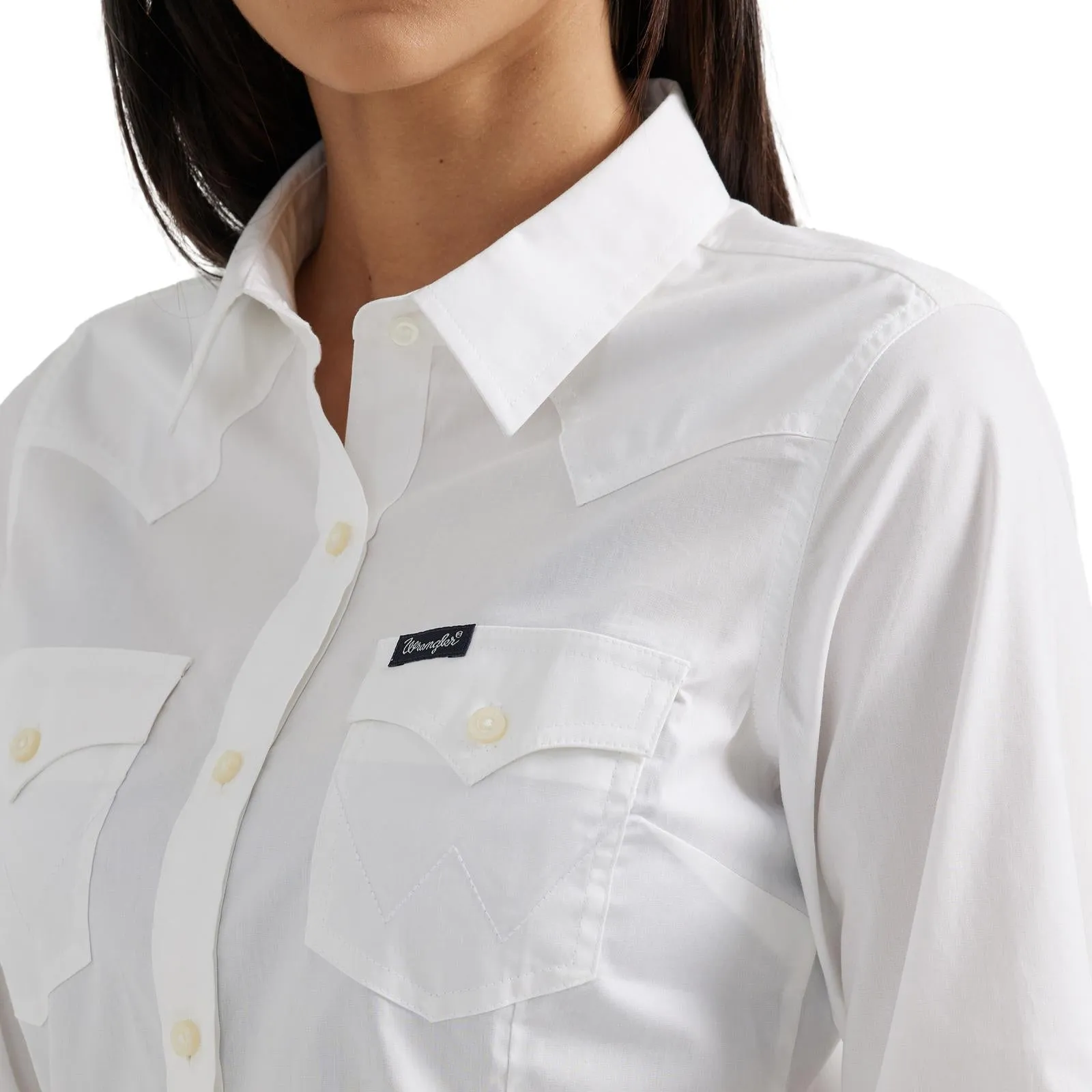 Wrangler Women's Long Sleeve Solid Button Down Shirt - Multiple Colors